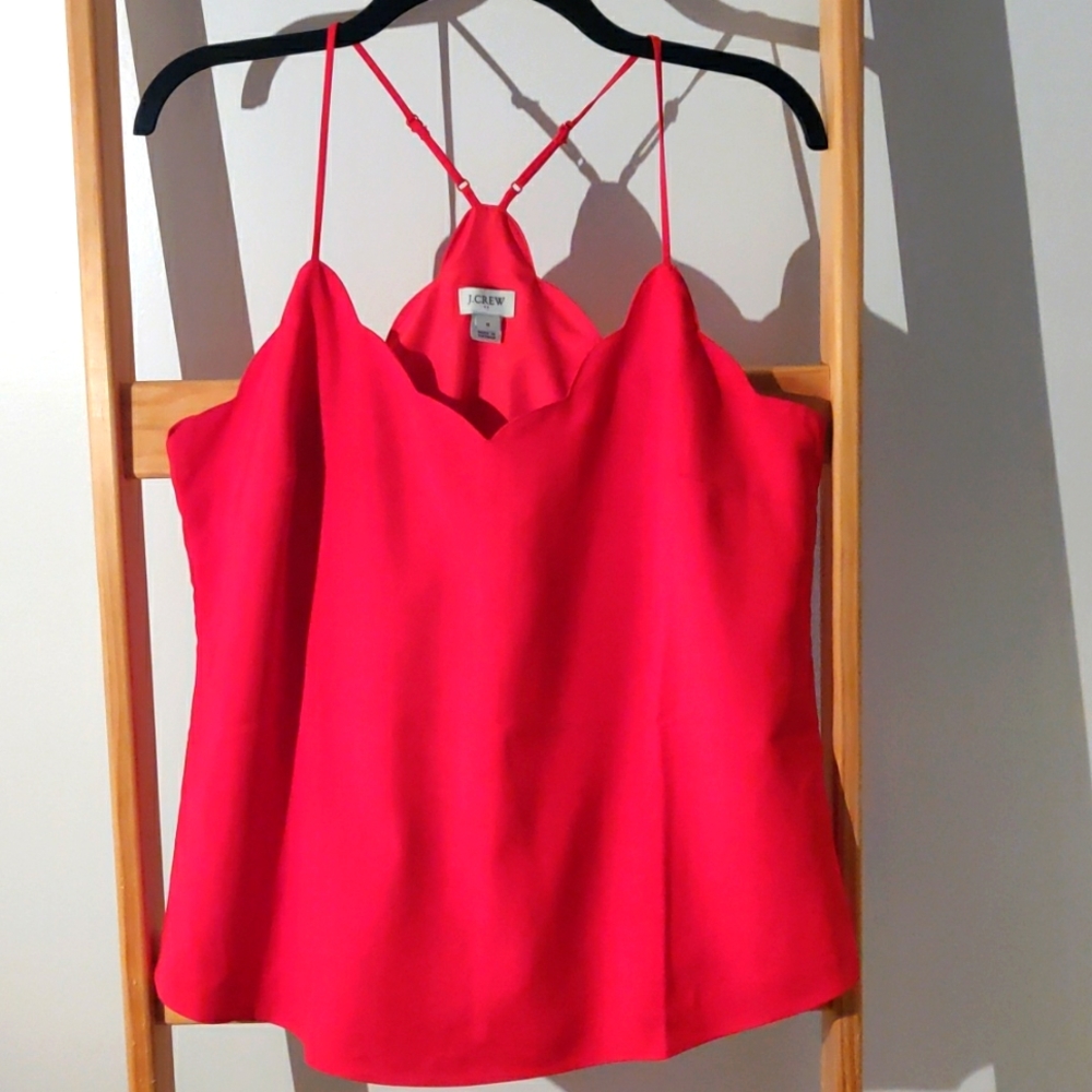 NWOT red scalloped crepe cami